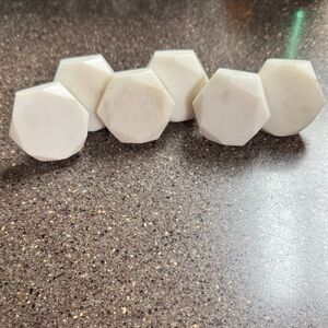 6 Hexagonal White Drawer Knobs